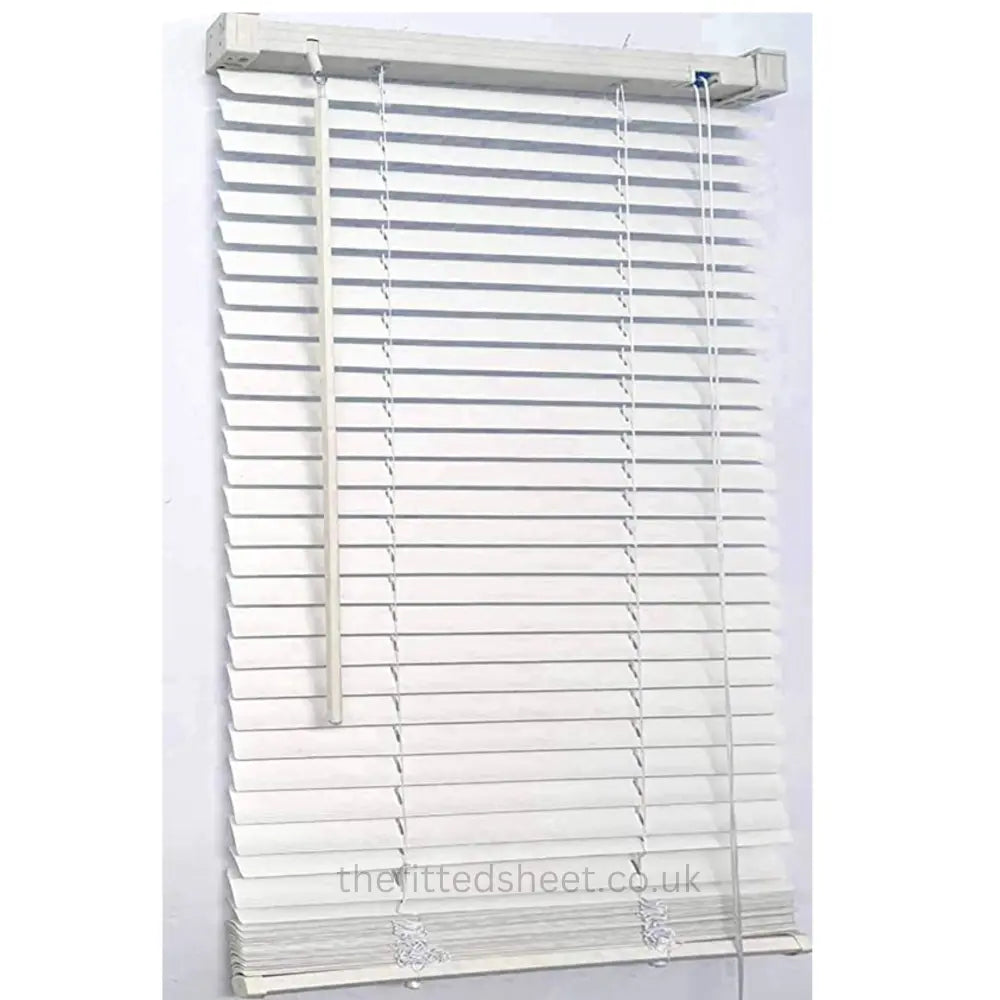 White PVC Embossed effect Venetian blinds 25mm Slats Window Treatment Trimmable Easy Fit Child EV Dekor