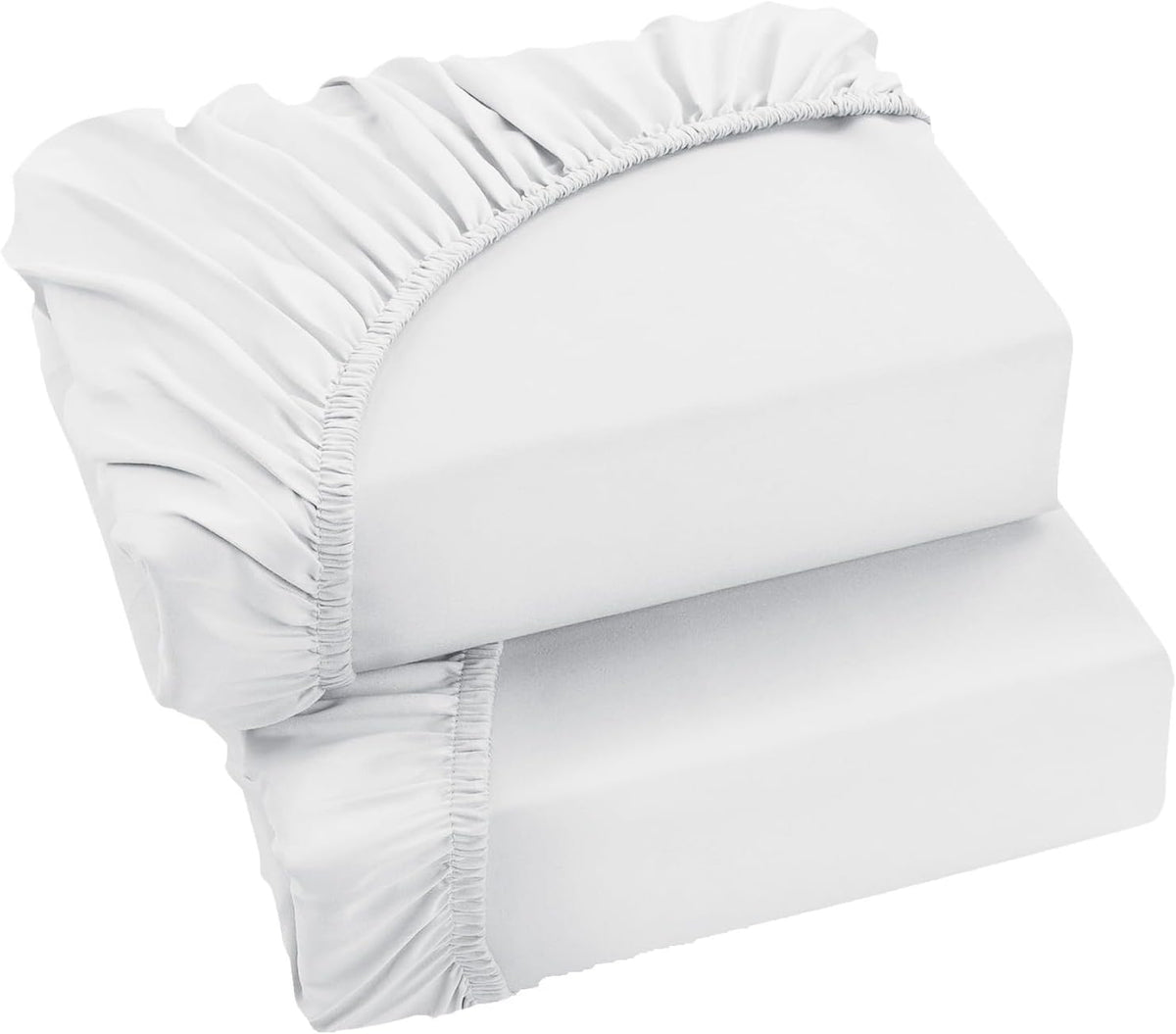 Microfiber fitted sheets-White Extra deep fitted sheets 40cm